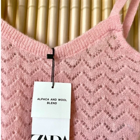 Zara alpaca wool pointelle knit tank pink - Picture 2 of 6